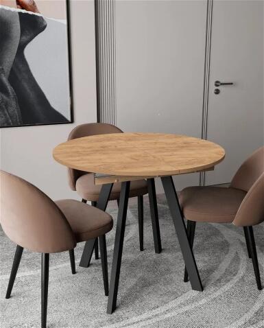 Стол ВВР Элип Дуб крафт золотой/черный профиль, ЛДСП