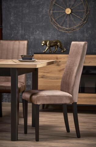 Стол обеденный HALMAR TIAGO KWADRAT дуб крафт/черный 90-125/90