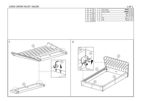 Кровать SIGNAL CARVEN Velvet Bluvel 14 серый 160/200