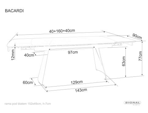 Стол обеденный SIGNAL BACARDI черный/черный 160-240/90