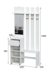 Вешалка NN Мебель (МС Денвер К) Белый, с зеркалом SAFE