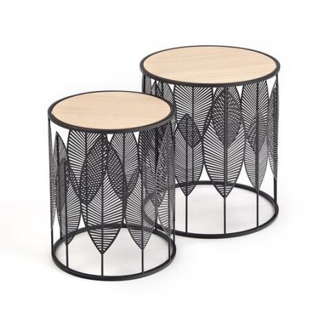 Комплект HALMAR FOLLA (2 стола журнальных) черный/натуральный, 33/40 и 40/45