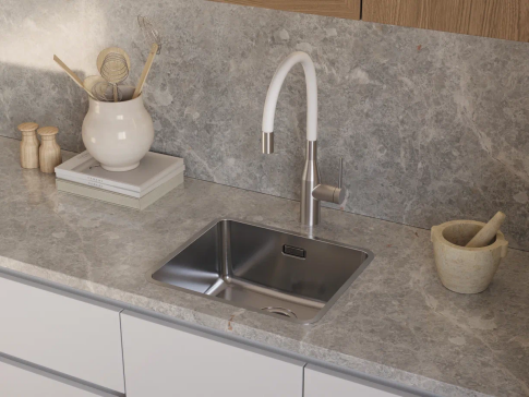 Смеситель для кухни Omoikiri Yatomi 2 Plus BN-WH нержавеющая сталь/белый