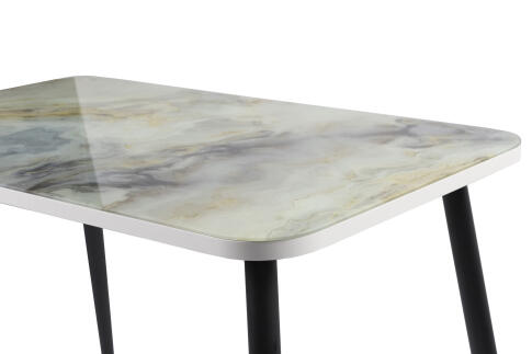 Стол ВВР Прямоугольный Стекло с ф/п Мрамор 2/черный конус 100/60