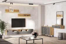 Тумба для ТВ NN Мебель (МС Байкал К) Дуб Золотой/Графит (SAFE)