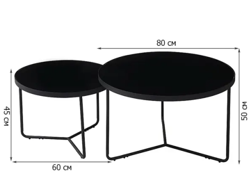 Комплект SIGNAL ITALIA (2 стола журнальных) черный/черный