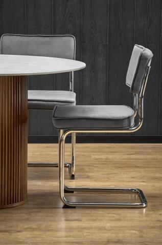 Стол обеденный HALMAR BRUNO белый мрамор/ореховый 120