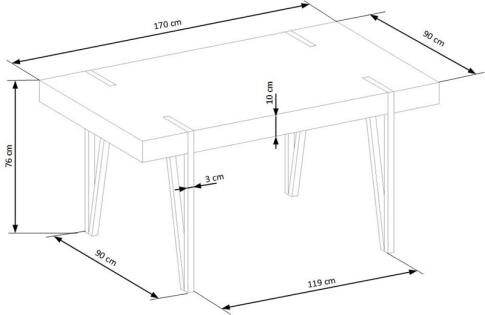 Стол обеденный HALMAR YOHANN дуб сан ремо/черный 170/90