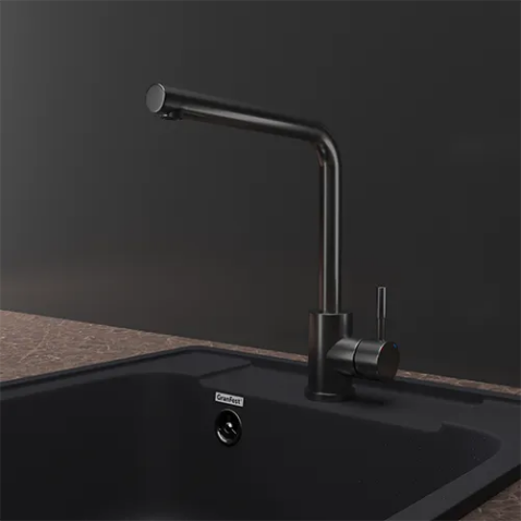 Смеситель для кухни GRANFEST QUARZ Z-5411  PVD графит