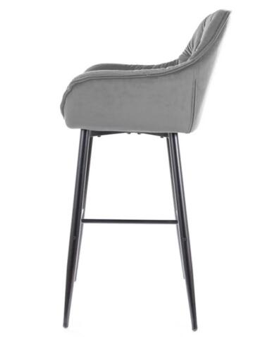 Стул барный SIGNAL CHERRY H-1 Velvet Bluvel 14 серый/черный