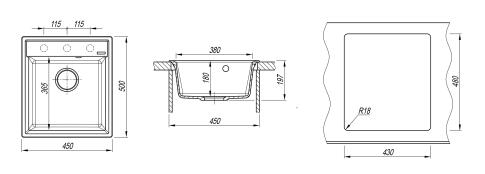 Мойка Flortek Консул 450 бежевый FG