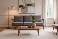 Диван HALMAR MILANO 3S tap. Castel 93 серый/орех