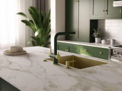 Смеситель для кухни Omoikiri Nagano RG LG royal green/светлое золото