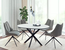 Стол обеденный SIGNAL GASTON Ceramic белый/черный 100-135/100