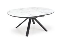 Стол обеденный HALMAR VERTIGO белый мрамор/черный 130-180/130
