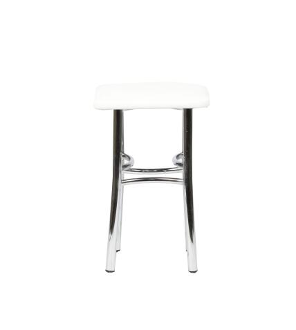 Табурет ВВР Квадрат белый крокодил/хром, экокожа