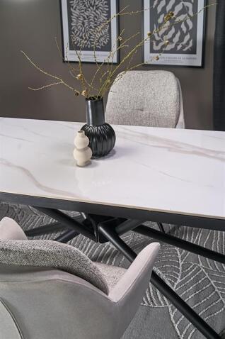 Стол обеденный HALMAR VITORINO белый мрамор/черный 160-220/90