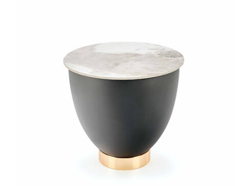 Стол журнальный HALMAR CECILIA S белый мрамор/серый/золотой