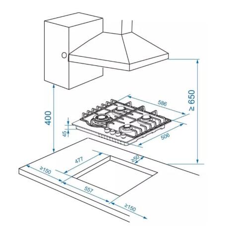 Поверхность газовая ZORG TECHNOLOGY HAG62 FDW black
