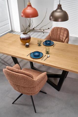 Стол обеденный HALMAR MASSIVE 2 дуб натуральный/черный 160-250/90