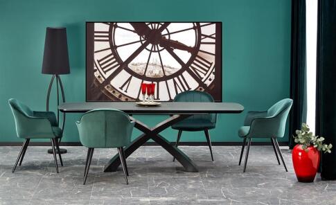 Стол обеденный HALMAR SILVESTRO темно-серый/черный 180-220/89