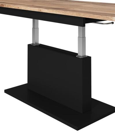 Стол-трансформер HALMAR BUSETTI раскладной, дуб вотан/черный мат, 126-167/70/56-74