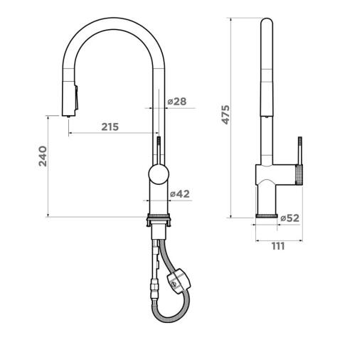 Смеситель для кухни Omoikiri Tahara-SB-BN нержавеющая сталь
