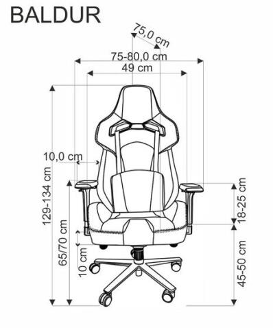 Кресло компьютерное HALMAR BALDUR серый/черный