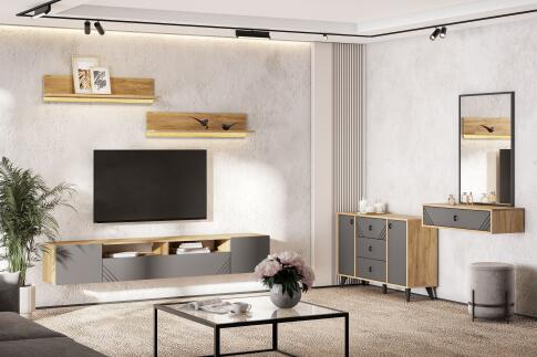 Стол туалетный NN Мебель (МС Байкал К) Дуб Золотой/Графит (навесной)