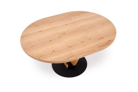 Стол обеденный HALMAR FANIS OKRAGLY натуральный/черный 120-160/120