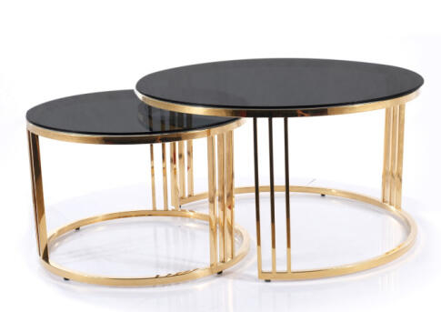 Комплект SIGNAL VIENNA (2 стола журнальных) дымчатый/золотой