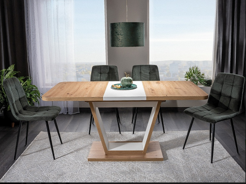 Стол обеденный SIGNAL NIGEL дуб артизан/белый мат 120-160/80