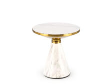 Стол журнальный HALMAR TALBI белый мрамор/белый/золотой