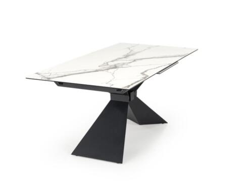 Стол обеденный HALMAR LUCIANO белый мрамор/черный 180-230/90
