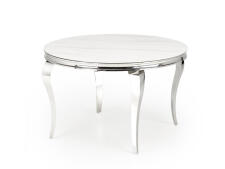 Стол обеденный HALMAR REGINALD белый мрамор/серебряный 120