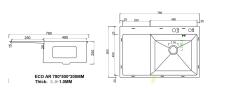 Мойка ARFEKA ECO AR 780*500 R BLACK PVD NANO Мойка ARFEKA ECO AR 780*500 R BLACK PVD NANO