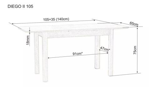 Стол обеденный SIGNAL DIEGO II дуб сонома/дуб сонома 105-140/65