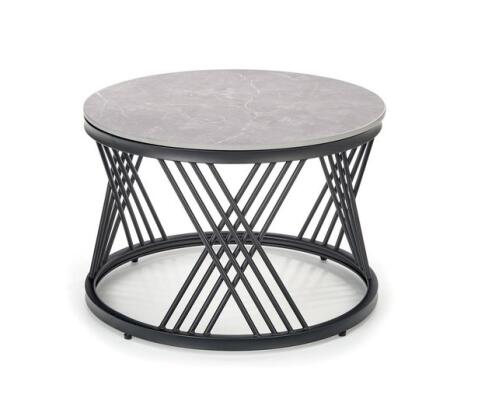 Комплект HALMAR FLAMINGO (2 стола журнальных) серый мрамор/черный, 60/40 и 80/46