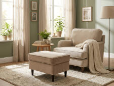 Пуф SIGNAL RON Velvet Bluvel 40 темно-бежевый/венге (P)