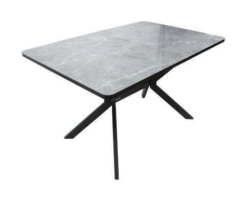 Стол ВВР Миллер Мрамор серый/черный №7, стекло ф/п 120-160/80