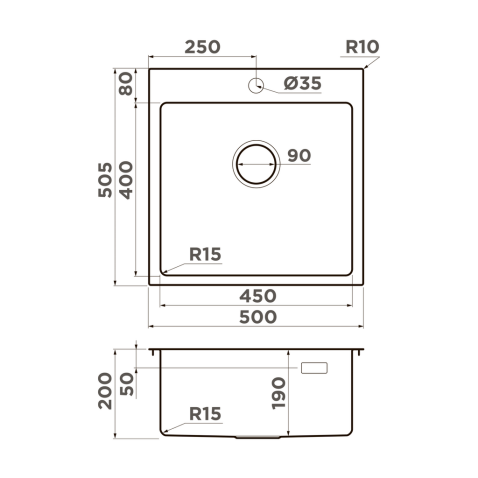 Кухонная мойка из нержавейки Omoikiri Amadare 50-IN нержавеющая сталь