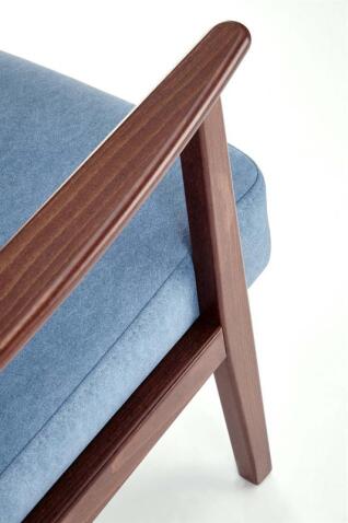 Кресло HALMAR MILANO 1S tap. Castel 74 синий/орех