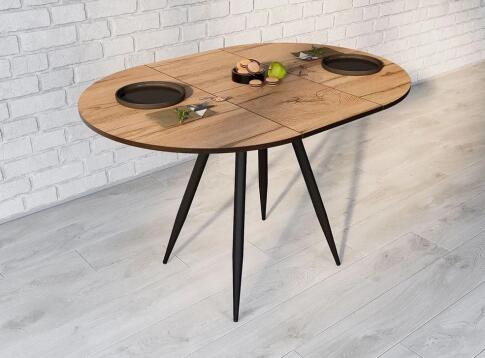 Стол ВВР Элип-2 дуб кера/черный конус, пластик