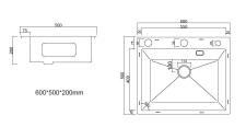 Мойка ARFEKA ECO AR 600*500 POP-UP SATIN
