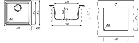 Мойка кухонная AQUASANITA Fast SQF 102 601 AW black metallic