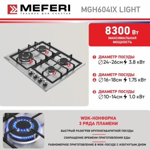 Варочная панель газовая MEFERI MGH604IX LIGHT