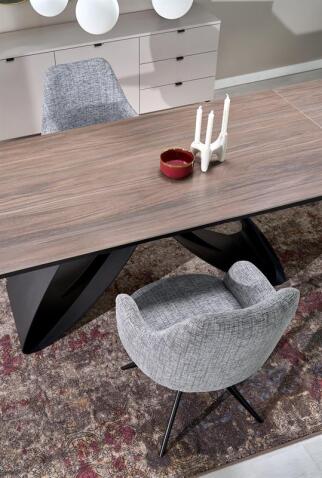 Стол обеденный HALMAR HILARIO орех/черный 180-260/90