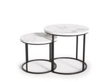 Комплект HALMAR OREO (2 стола журнальных) белый мрамор/черный