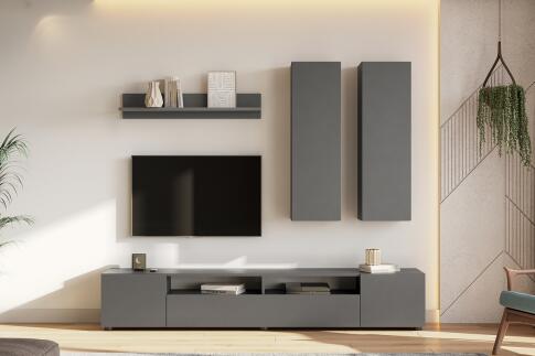 Тумба для ТВ NN Мебель (МС Денвер К) Графит серый