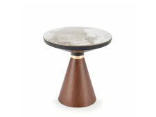 Стол журнальный HALMAR GENESIS S белый мрамор/ореховый/золотой